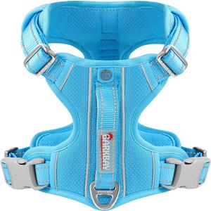 BARKBAY Dog Harness No Pull with ID Tag Pocket - Heavy Duty, Reflective, Easy Control for Large Dogs(Blue,M) (Medium(Chest:22-27"))