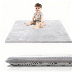 Baby Play Mat for Floor, 1.2 Thick Foam 79X79 Playpen Mat, Ultra-Soft Velvet for Tummy Time & Crawling, Non-Slip Backing and Easy to Clean, Safe for Infants, Toddlers, and Kids (LightGray)