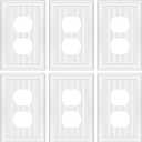 Metal Wall Plate for Electrical Outlets, Decorative Off White Switch Plates Outlet Cover, Light Switch Cover Plate, 1-Gang Wall Plates (Duplex Outlet, 6 Pack)