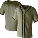 Blank Baseball Jerseys for Men Shirts Short Sleeve Hip Hop Sports Casual Button Down Uniforms Hip Pop (Green, XXXL)