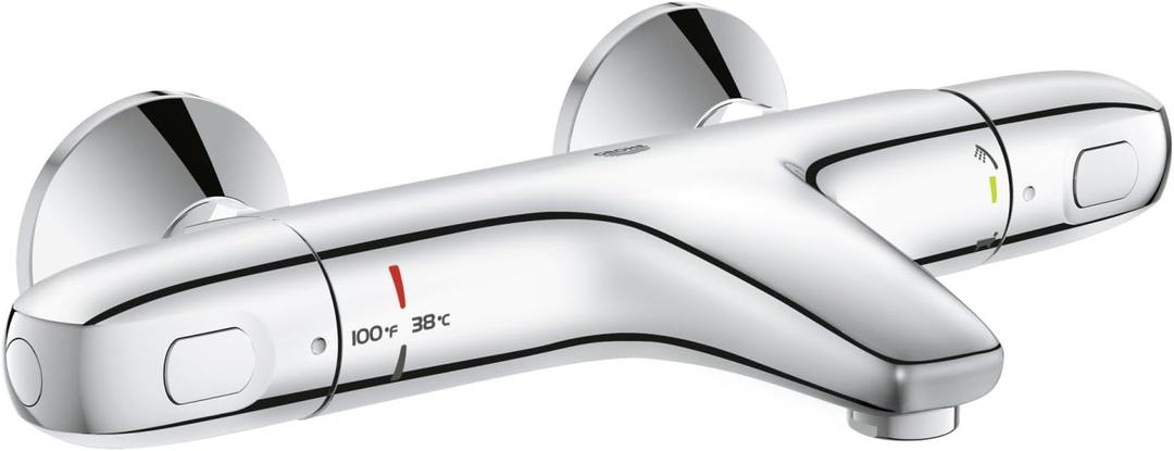 GROHE 1000 2-Handle Thermostatic Bath/Shower Valve Trim, Chrome (34159003)