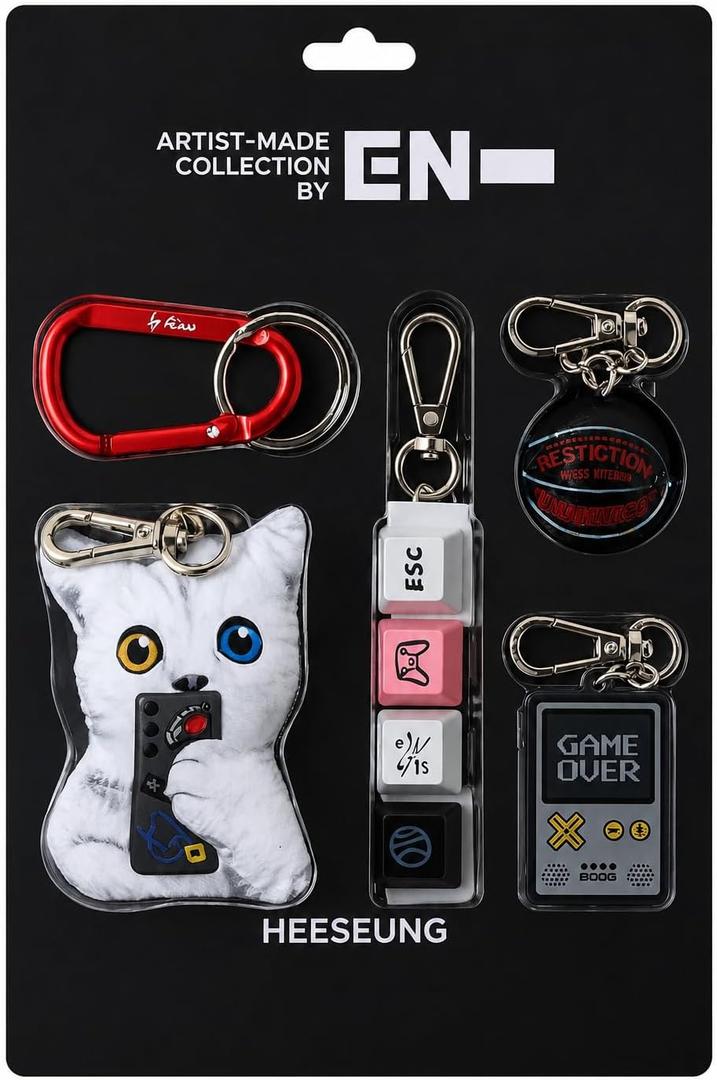 ENHYPEN [BY ENHYPEN - HEESEUNG] EVAN'S UNSERIOUS KEYRING PACKAGE + 1 Official PhotoCard & 3 Extra Photocards Set(MULTI ver.)