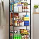 Storage Shelves - 4 Tier Shelf Organizer, Sturdy Metal Garage Shelving with Adjustable Leveling Feet, Space-Saving Shelves Organizer for Pantry, Laundry, Kitchen (18" x 12" x 44", Black) (18.0W x 12.0D x 44.0H (4T))