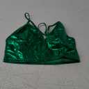 Women's Metallic Crop Tops Shiny Bralette Rave Bra Bikini Swimsuit Top, M