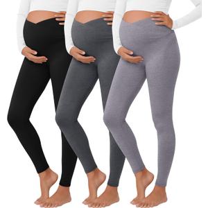3 Pack Women's Maternity Pant Over The Belly Pregnancy Lounge Pant Lightweight Casual Loose Soft Pajama Clothes (Medium, Black, Dark Mixed Gray, Mixed Gray)