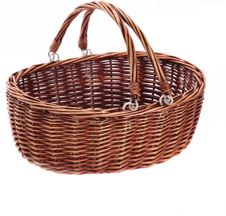 Wicker Picnic Baskets with Handles.Kingwillow. (Brown) (14.17"Lx11.81"Wx5.51"H)