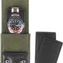Leather Watch Pouch - Portable Travel Pouch with Suede Lining and Leather Inserts, Single Watch Case for Lovers Gift (Black)