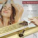 32 Inch Linear Shower Drain, Brushed Gold Shower Drain, Removable Grate, 304 Stainless Steel, Easy to Install and Clean for Bathrooms (Drain Base Not Included), LSD-29A-32G