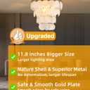 11.8" Capiz Shell Chandelier for Bedroom Ceiling Light Fixture with 4 Tier Shell Modern Gold Semi Flush Mount Ceiling Lights Chandeliers for Entryway,(More Additional Shell Parts Included) Gold
