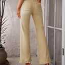 GRAPENT Womens Flare Jeans High Waisted Wide Leg Baggy Jean for Women Stretch Denim Pants (Beige, M)