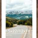 Wood 15x22 Picture Frame with 12x18 Mat, Display 12x18 with Mat or 15x22 Without Mat, Wood 15 by 22 Photo Frame, 15 x 22 Frame for Wall Hanging Display, Deep Brown, 1 Pack