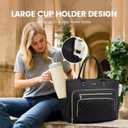 LOVEVOOK Teacher Tote Bag for Women Work, Laptop Bag Work Tote Bag Nurse Bags With Large Cup Holder, Professional Computer Briefcase Business Large Purses Handbag, Diaper Bag Mother Gift, Black