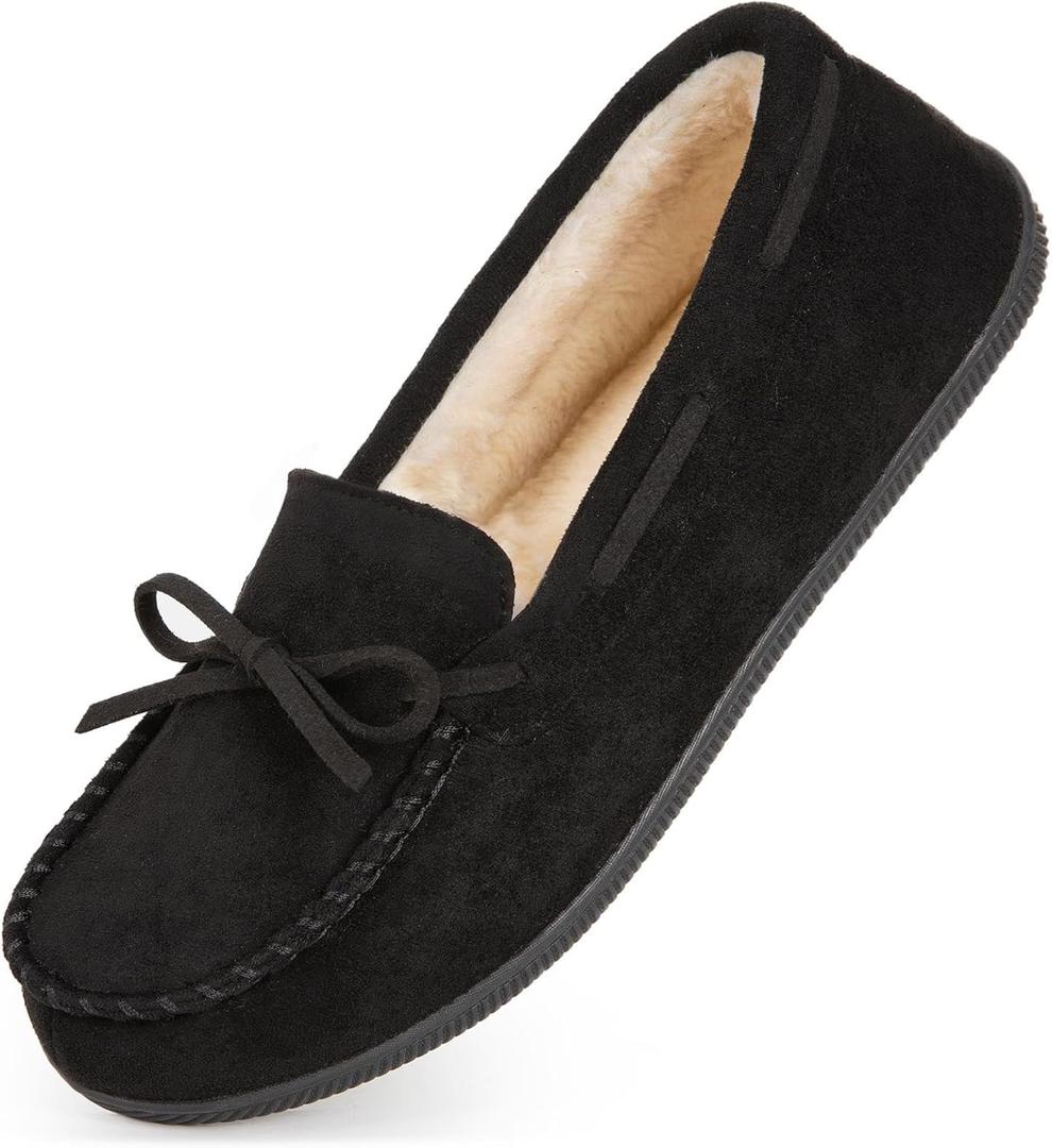 HomeTop Women's Moccasins House Slippers Memory Foam Indoor Outdoor Ladies Shoes, 10 US 
