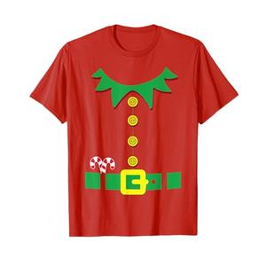 Elf Costume Santa Holiday Christmas Red T-Shirt. XL LADIES, S