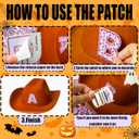 NICEVINYL Halloween Self-Adhesive Letter Patches: 60PCS Purple Fabric Stickers for Clothing - Ghosts Cats Pumpkin Witch Hats Embroidered Letters Patches Stick on Costumes Hats Bags Dress