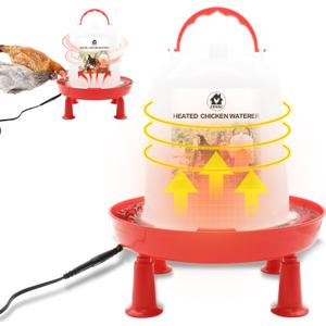 3L Chicken Waterer Heated for Winter Chicken Water Heater with Adjustable Leg Support 35W BPA-Free Heated Poultry Waterer Heavy Duty All in One Heated Waterer for Chicken Coop