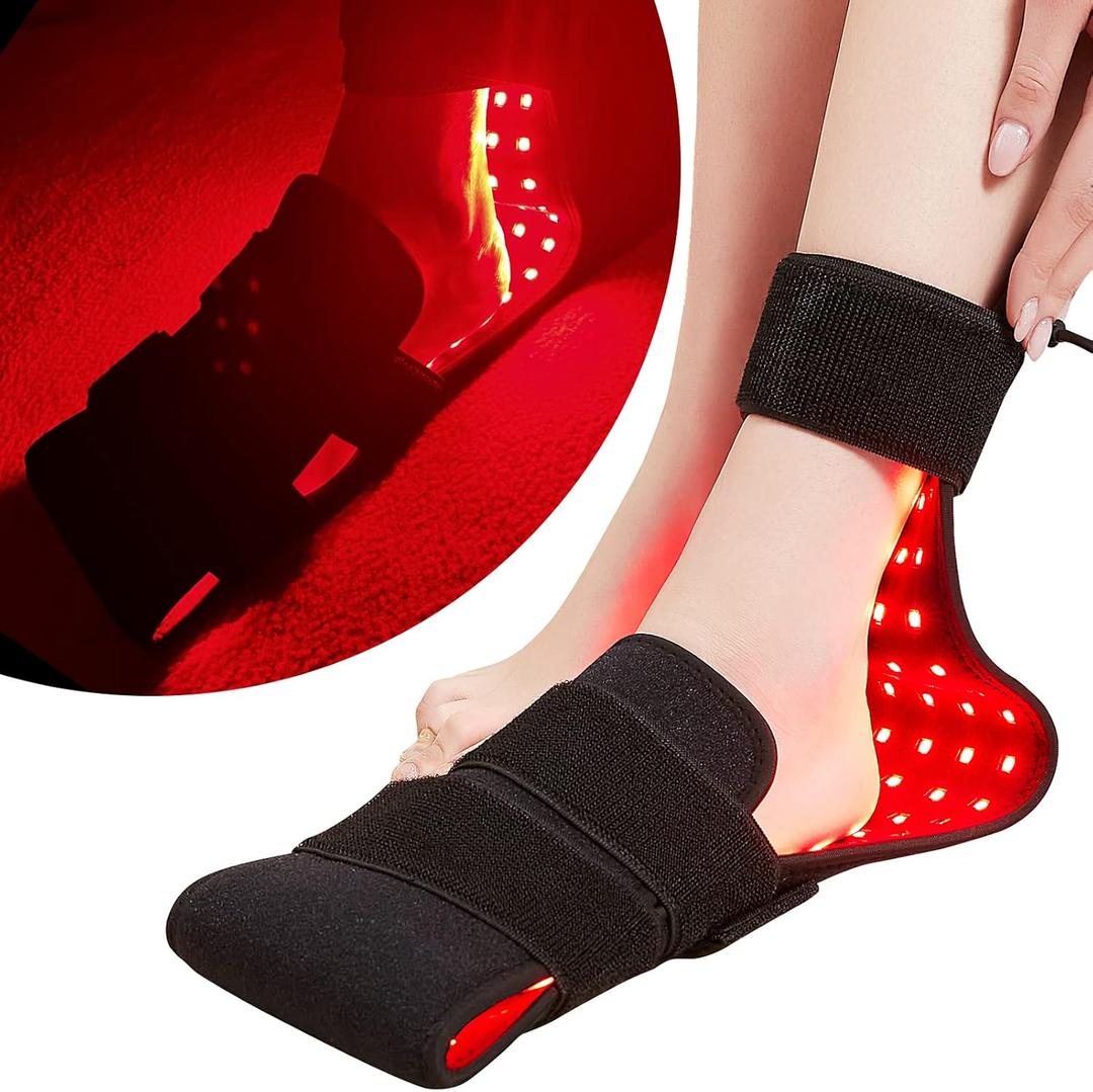 LED Red Light Therapy for Feet & Body, CAMECO 640nm & 660nm & 880nm Infrared Light Therapy Belt for Foot Pain & Neuropathy, Wearable Foot Therapy Wrap, Timer, 3 Temperature Setting