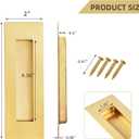 Pocket Door Handles and Edge Pull Brushed Brass, 6Inch Handles Hardware Latch,Recessed Finger Flush Pulls,for Closet,Sliding,Barn Door