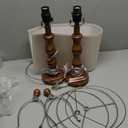 BOBOMOMO 20.5" Rustic Table Lamps Set of 2, Farmhouse Nightstand Lamp with Wood Grain Resin Base & Linen Shade, Small Bedside Lamp for Bedroom, Living Room & Apartment Dcor- Ideal for Small Spaces