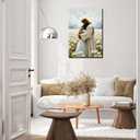 Frame Jesus Hugging Girl Canvas Wall Art Jesus and Woman Wall Decor Pictures Modern Christian Healing Embrace Mormon Prints Posters for Hallway Bathroom Dining Living Room Kitchen Wall Bedroom Decoration16x24in