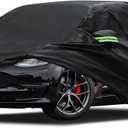 Migaven 6 Layers Car Cover Custom Fit for Model 3 Car Cover 2017-2026 Waterproof Full Exterior Cover Rain Snow Protection with Charging Port Ventilated Mesh Door Zipper