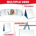 Foldable Acrylic Full Length Mirror with Handle, Blue, Tri-Fold