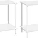 HOOBRO End Tables Set of 2, Small Side Table, Nightstand with 2-Layer Storage Shelves, Sofa Table for Small Spaces, Living Room, Bedroom, Stable Frame, Easy Assembly, White WW09BZP201