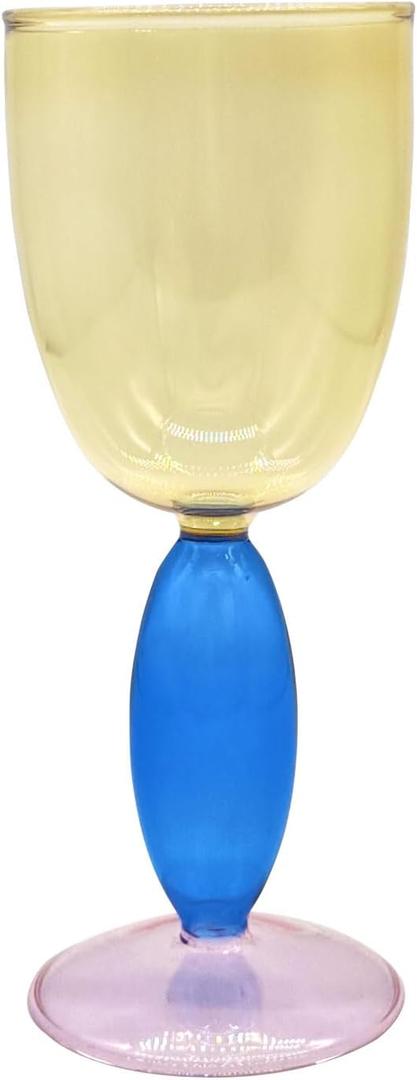 Creative Glasses, 13.5 oz Red Glass Colorful Glass Goblet Cocktail Juice Glass for Party Dinner Wedding Festival Kitchen Bar Celebration (1Pcs) (4)
