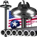 POOAMY 25FT Heavy Duty Flag Pole with Solar Light,10 Gauge Extra Thick Aluminum Flagpole Kit, Residential Flag Pole for Outside House in Ground, with 3x5 American Flag for Outdoor Commercial Use,Black