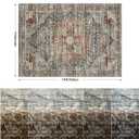 Roxstand 10x14 Area Rugs for Living Room - Large Washable Rug with Non-Slip Backing, Super Soft Vintage Carpet for Bedroom, Ultra-Thin Farmhouse Indoor Area Rug Home Decor (Grey/Brown/Tan, 10'x14')