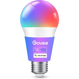 Govee Smart Light Bulbs, Color Changing Light Bulb, Works with Alexa and Google Assistant, 16 Million Colors RGBWW, WiFi & Bluetooth LED Light Bulbs, Music Sync, A19, 800 Lumens, 1 Pack