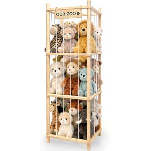Stuffed Animal Storage & Organizer, Wooden Stuffed Animal Holder, Large Capacity Stuffy Storage Organizer, Cute Zoo Toy Holder for Playrooms, Nursery, Toddler Rooms & Bedrooms - 54 Inch