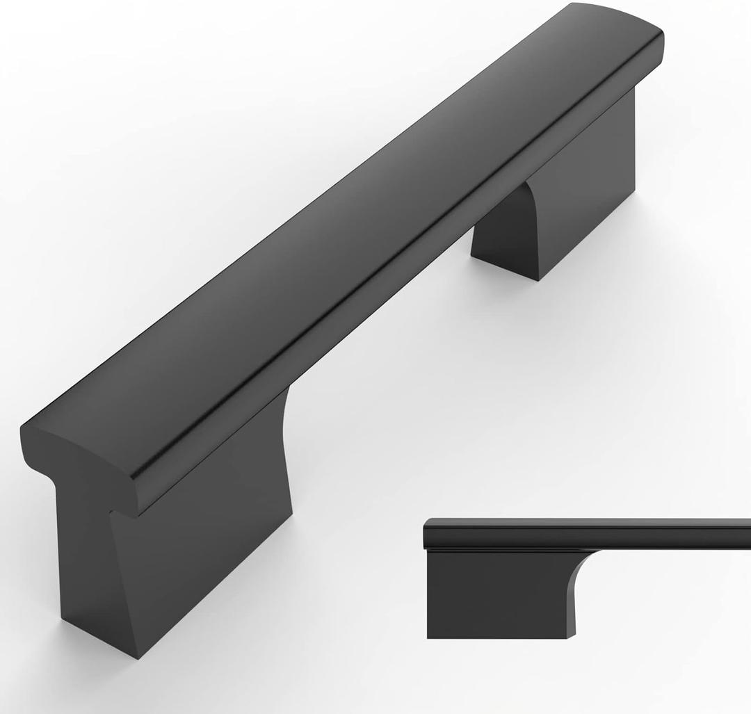 Amerdeco 10 Pack Matte Black Cabinet Pulls 3 Inch(76MM) Hole Centers Kitchen Cabinet Handles Hardware