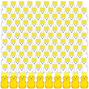 Patelai 120 Pcs Plastic Honey Bear Bottle Bear Shape Clear Honey Containers Empty Dispenser with Yellow Lid Jars Cup to Store Dispense Holiday Baby Shower Gifts(240ml/8oz)