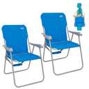 #WEJOY Folding Beach Chair for Adults, Lightweight Beach Chair with Shoulder Straps, High Back Camping Chairs with Hard Armrest, Supports 300lbs for Outdoor Lawn Concert, 2 Pack (Blue)