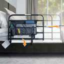 Stander Wonder Pivot Bed Rail Tall, Adjustable Safety Assist Railing with Swing Down Guardrail for Elderly Adults, Fits Taller Mattresses 8 to 16 Inches Thick, ASTM Safety Approved Bedrail, Black