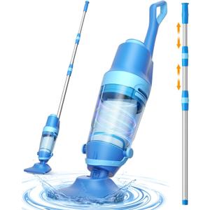 Cordless Pool Vacuum for Inground & Above Ground Pools: 23.8 GPM Powerful Stable Suction, Telescopic Pole up to 90.6", 60-Min Runtime, Extra-Large Filter & Rechargeable Pool Cleaner for Spas/Hot Tubs