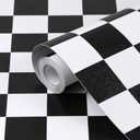 Amiya Checkered Wallpaper Peel and Stick Black White Mosaic Checkerboard Contact Paper 17.3”X120”Modern Self Adhesive Vinyl Removable Wall Paper for Shelf Liner,Classroom,Cabinets,Living Room
