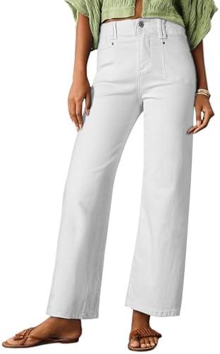 Astylish Womens Wide Leg Jeans High Waisted Stretchy Buttoned Denim Pants Trendy 2025 with Pocket, Size 4