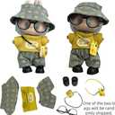 17cm Doll Clothes for lububu,Designer Clothes Suitable for lububu Dolls Outfits and Accessories Set,Including Top +Pants+Hat+Glass+Bag(Two Types of Random Distribution)+Shoes 6PCS,Not Doll(Yellow)
