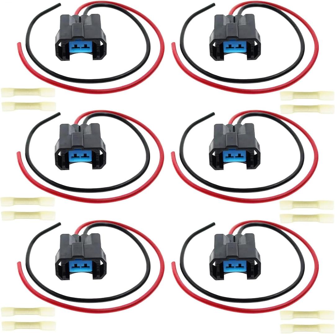 6PCS Fuel Injector Connector Plug Pigtail Wiring Harness Repair for Honda Accord Odyssey Pilot Ridgeline for Acura TL CL MDX NSX RL Saturn Vue 6 Also fit Chevy Silverado 3500 Replaced 89046626A FJ339