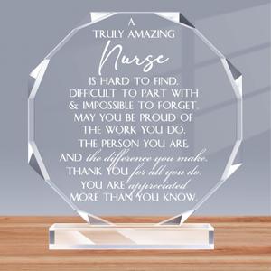 Maitys 1 Pcs Nurse Appreciation Gift Bulk Inspirational Nurse Acrylic Sign Prizes Thank You Gift Octagon Employee Office Decoration Table Decor Keepsake for Women Coworker Team