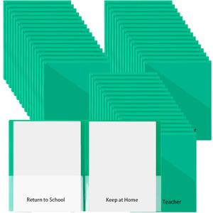 PerKoop 72 Pcs Take Home Folders Bulk Parent Teacher Communication Folder with 2 Pockets Plastic Homework Folder for Student Parent Teacher Classroom Back to School Supplies 11.73 x 9.45'' (Green)