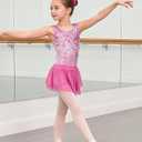 Idgreatim Girls Gymnastic Leotard Ballet Dance Dress Outfit with Removable Skirt Hair Scrunchie Combo 4-11 Years (7-8 Years, Diamond Pink)