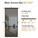 Hanging Screen Door, Fits 72" x 80" Door (Curtain Size 74'' x 81''), Gray