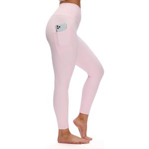 NANJI High Waisted Leggings with Pockets for Women - Buttery Soft, Stretch Yoga Pants, Squat Proof Casual Workout Leggings (Pink, XL)