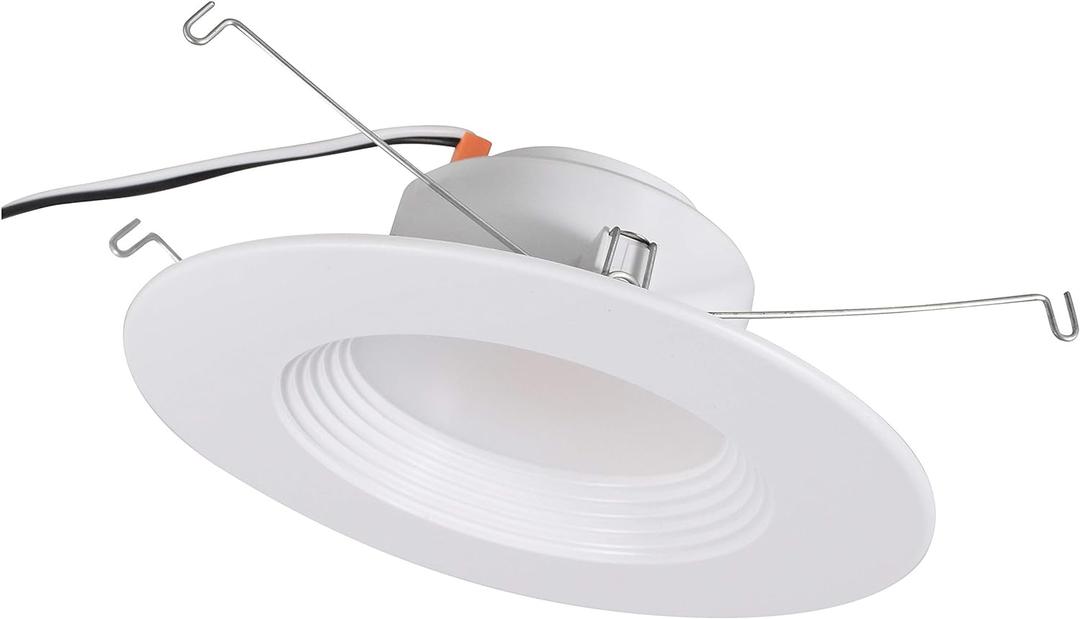 SYLVANIA 5"/6" Recessed LED Downlight Kit with Integrated Trim, 65W Equivalent Efficient 8.5W, Dimmable, 675 Lumens, 80 CRI, 4000K, Bright White (40622)
