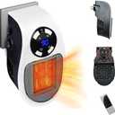 Plug In Heater For Indoor Use, Remote Portable Electric Heater With Programmable Adjustable Thermostat, Overheat Protection, Precise Led Display, Portable Top Heat Plug In Heater