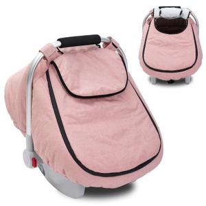 Winter Baby Car Seat Cover, Waterproof Carseat Cover with Zipper Peep Window, Warm Sherpa Fleece Lining, Universal Infant Car Seat Canopy Stroller Cover for Rain Snow Cold Weather (Pink)