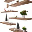 Light Wood Floating Shelves for Wall Rustic Wall Shelf for Bedroom Living Room Set of 6